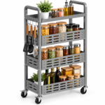 Antovo Four-Tier Slim Rolling Utility Cart - Image 2