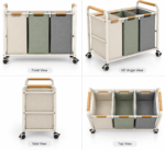 Antovo Three-Section Rolling Laundry Sorter - Image 2